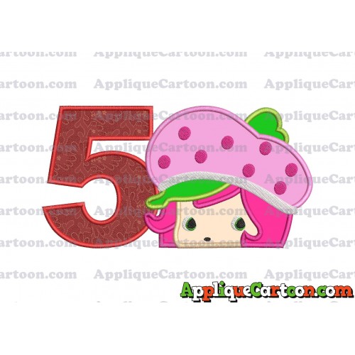 Strawberry Shortcake Applique Embroidery Design Birthday Number 5