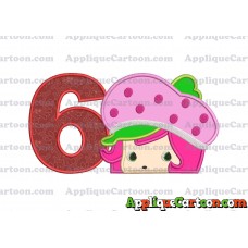Strawberry Shortcake Applique Embroidery Design Birthday Number 6