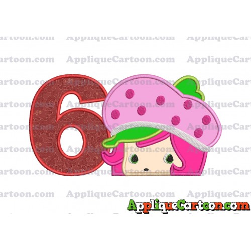 Strawberry Shortcake Applique Embroidery Design Birthday Number 6