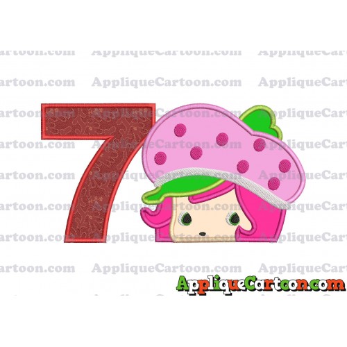 Strawberry Shortcake Applique Embroidery Design Birthday Number 7