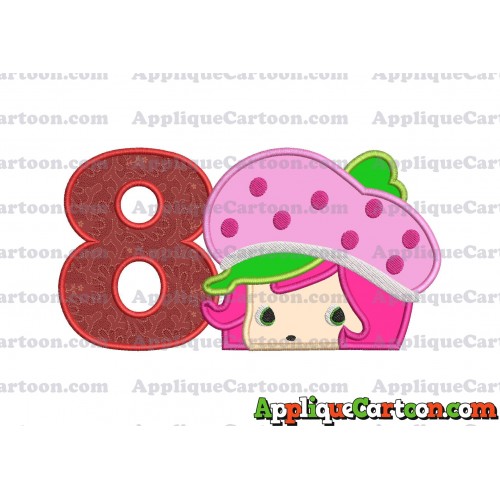 Strawberry Shortcake Applique Embroidery Design Birthday Number 8