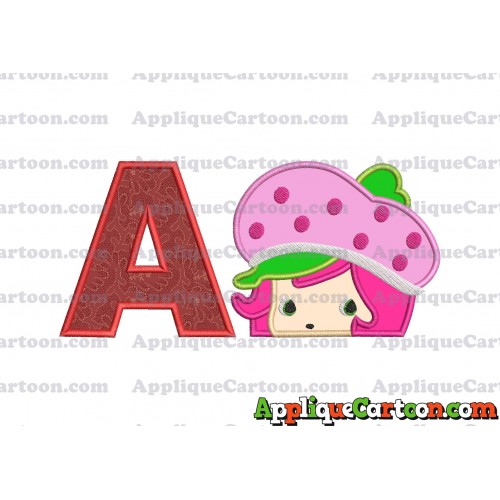 Strawberry Shortcake Applique Embroidery Design With Alphabet A