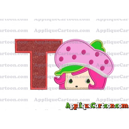 Strawberry Shortcake Applique Embroidery Design With Alphabet T