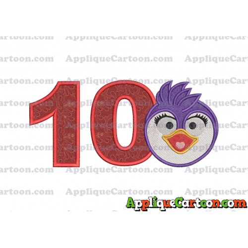 Summer Penguin Muppet Baby Head 01 Applique Embroidery Design 2 Birthday Number 10