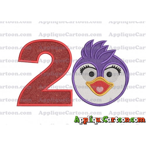 Summer Penguin Muppet Baby Head 01 Applique Embroidery Design 2 Birthday Number 2