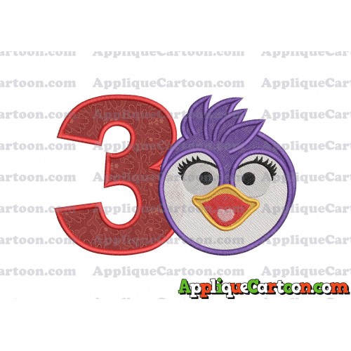 Summer Penguin Muppet Baby Head 01 Applique Embroidery Design 2 Birthday Number 3