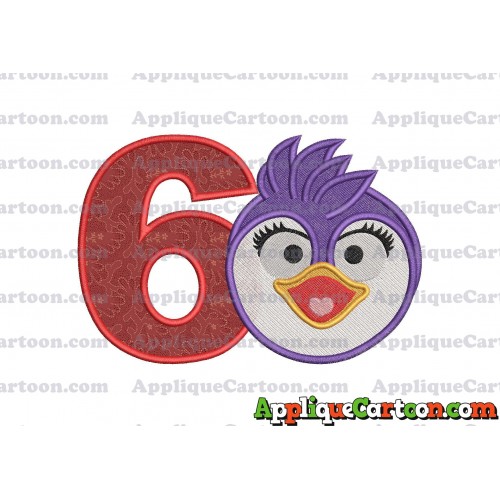 Summer Penguin Muppet Baby Head 01 Applique Embroidery Design 2 Birthday Number 6