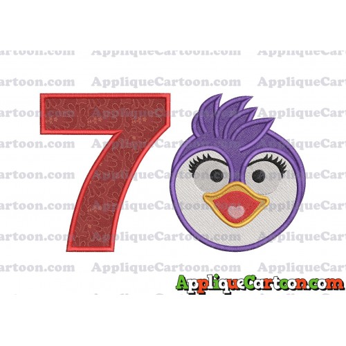 Summer Penguin Muppet Baby Head 01 Applique Embroidery Design 2 Birthday Number 7