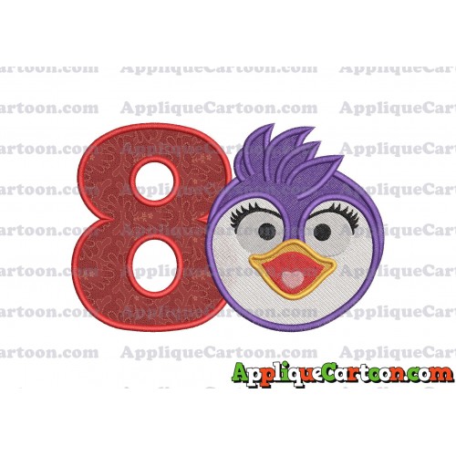 Summer Penguin Muppet Baby Head 01 Applique Embroidery Design 2 Birthday Number 8