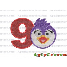 Summer Penguin Muppet Baby Head 01 Applique Embroidery Design 2 Birthday Number 9