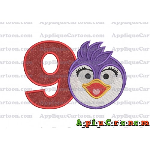 Summer Penguin Muppet Baby Head 01 Applique Embroidery Design 2 Birthday Number 9