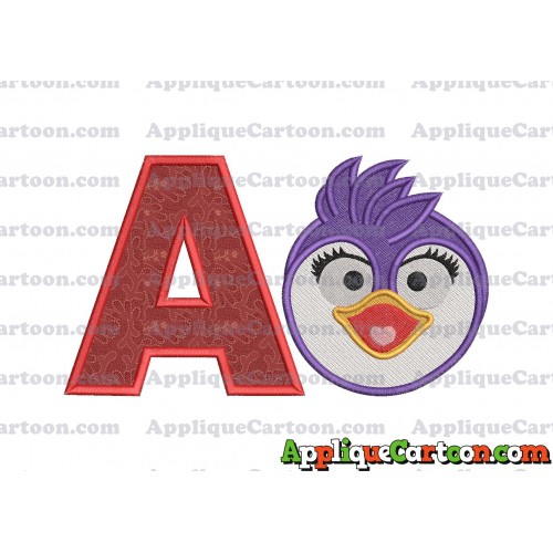 Summer Penguin Muppet Baby Head 01 Applique Embroidery Design 2 With Alphabet A