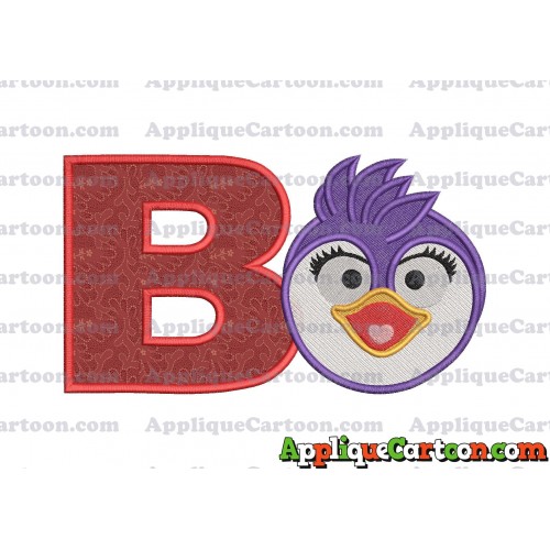 Summer Penguin Muppet Baby Head 01 Applique Embroidery Design 2 With Alphabet B