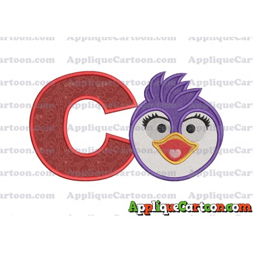 Summer Penguin Muppet Baby Head 01 Applique Embroidery Design 2 With Alphabet C