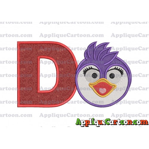 Summer Penguin Muppet Baby Head 01 Applique Embroidery Design 2 With Alphabet D
