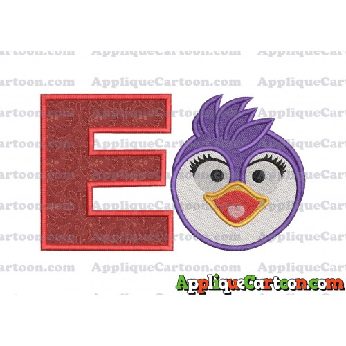 Summer Penguin Muppet Baby Head 01 Applique Embroidery Design 2 With Alphabet E