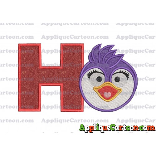 Summer Penguin Muppet Baby Head 01 Applique Embroidery Design 2 With Alphabet H