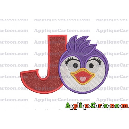 Summer Penguin Muppet Baby Head 01 Applique Embroidery Design 2 With Alphabet J