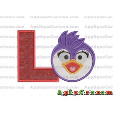 Summer Penguin Muppet Baby Head 01 Applique Embroidery Design 2 With Alphabet L