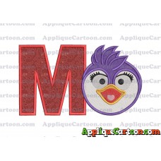 Summer Penguin Muppet Baby Head 01 Applique Embroidery Design 2 With Alphabet M