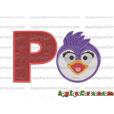 Summer Penguin Muppet Baby Head 01 Applique Embroidery Design 2 With Alphabet P
