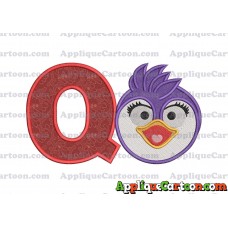 Summer Penguin Muppet Baby Head 01 Applique Embroidery Design 2 With Alphabet Q