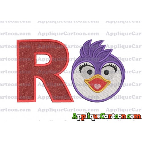 Summer Penguin Muppet Baby Head 01 Applique Embroidery Design 2 With Alphabet R