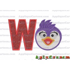 Summer Penguin Muppet Baby Head 01 Applique Embroidery Design 2 With Alphabet W
