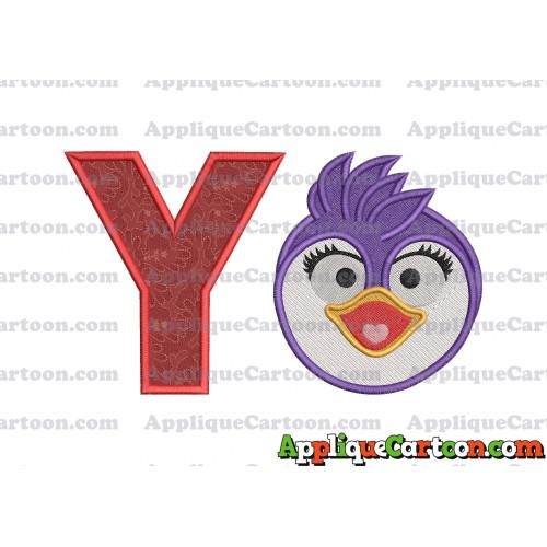 Summer Penguin Muppet Baby Head 01 Applique Embroidery Design 2 With Alphabet Y