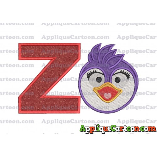 Summer Penguin Muppet Baby Head 01 Applique Embroidery Design 2 With Alphabet Z