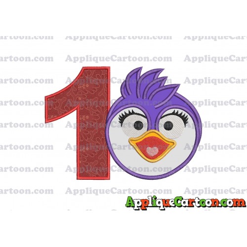 Summer Penguin Muppet Baby Head 01 Applique Embroidery Design Birthday Number 1
