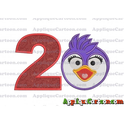 Summer Penguin Muppet Baby Head 01 Applique Embroidery Design Birthday Number 2