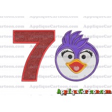 Summer Penguin Muppet Baby Head 01 Applique Embroidery Design Birthday Number 7