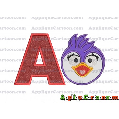 Summer Penguin Muppet Baby Head 01 Applique Embroidery Design With Alphabet A