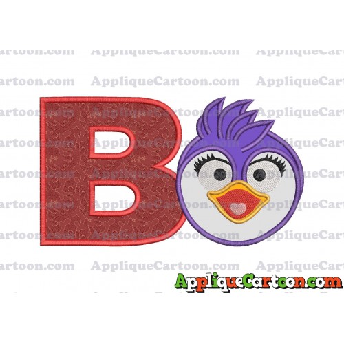 Summer Penguin Muppet Baby Head 01 Applique Embroidery Design With Alphabet B