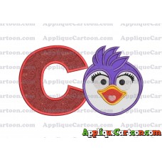 Summer Penguin Muppet Baby Head 01 Applique Embroidery Design With Alphabet C