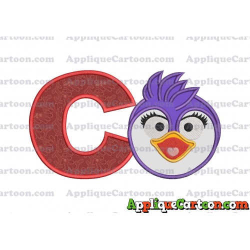 Summer Penguin Muppet Baby Head 01 Applique Embroidery Design With Alphabet C