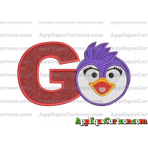 Summer Penguin Muppet Baby Head 01 Applique Embroidery Design With Alphabet G