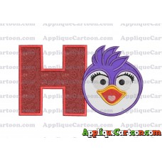 Summer Penguin Muppet Baby Head 01 Applique Embroidery Design With Alphabet H