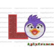 Summer Penguin Muppet Baby Head 01 Applique Embroidery Design With Alphabet L