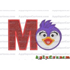 Summer Penguin Muppet Baby Head 01 Applique Embroidery Design With Alphabet M