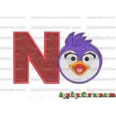Summer Penguin Muppet Baby Head 01 Applique Embroidery Design With Alphabet N