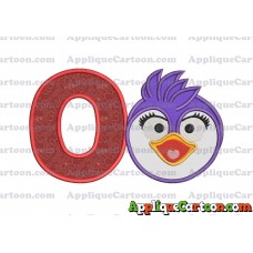 Summer Penguin Muppet Baby Head 01 Applique Embroidery Design With Alphabet O