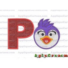 Summer Penguin Muppet Baby Head 01 Applique Embroidery Design With Alphabet P