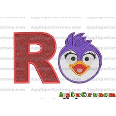 Summer Penguin Muppet Baby Head 01 Applique Embroidery Design With Alphabet R