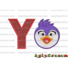 Summer Penguin Muppet Baby Head 01 Applique Embroidery Design With Alphabet Y