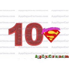 SuperGirl Applique 02 Embroidery Design Birthday Number 10