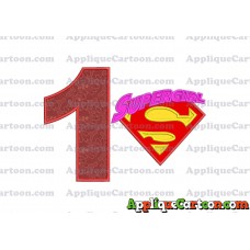 SuperGirl Applique 02 Embroidery Design Birthday Number 1
