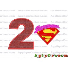 SuperGirl Applique 02 Embroidery Design Birthday Number 2