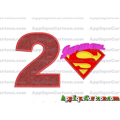 SuperGirl Applique 02 Embroidery Design Birthday Number 2